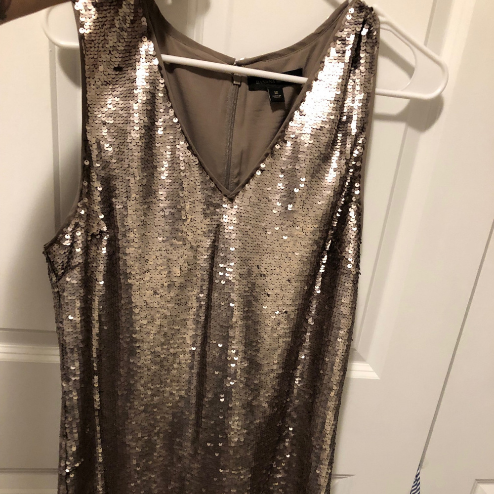 Banana Republic Champagne Gold Sequin Dress sz 12